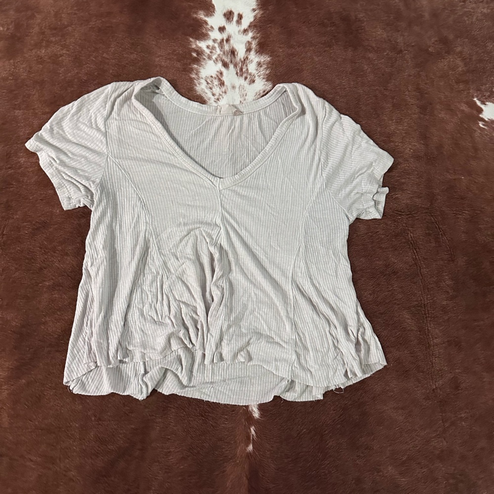 Altar'd State White Short Sleeve V-Neck Top